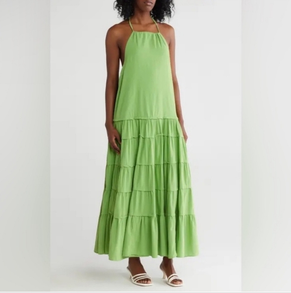 FREE PEOPLE Somewhere Sunny Green Halter Maxi Dress - Picture 2 of 4
